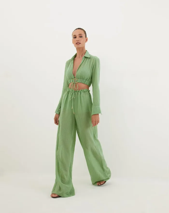 Women ViX Paula Hermanny Bottoms Bianca Pants 8211 Aloe
