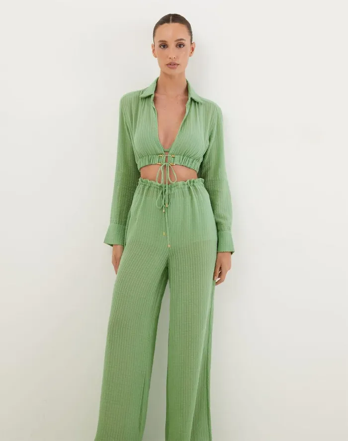 Women ViX Paula Hermanny Bottoms Bianca Pants 8211 Aloe