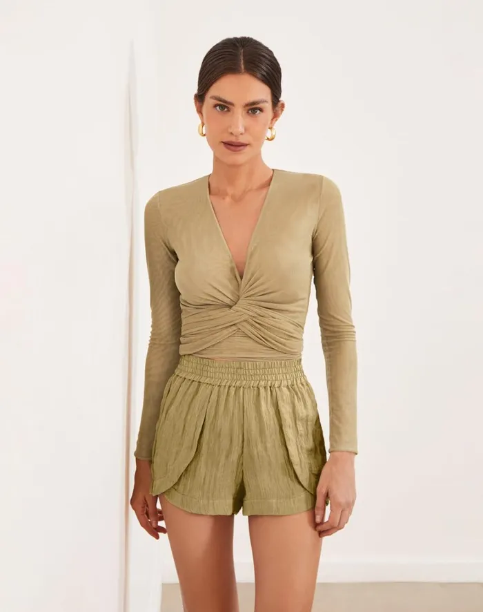 Women ViX Paula Hermanny Bottoms Cole Shorts 8211 Olivine