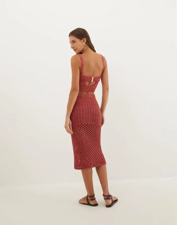 Women ViX Paula Hermanny Bottoms Knit Aria Midi Skirt 8211 Berry Burst
