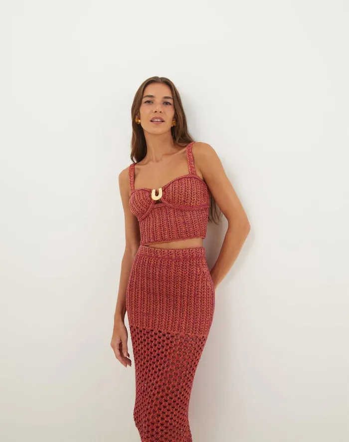 Women ViX Paula Hermanny Bottoms Knit Aria Midi Skirt 8211 Berry Burst