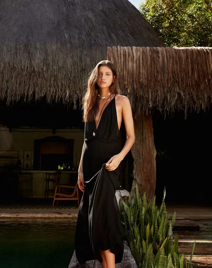 Women ViX Paula Hermanny Cover Ups Amalia Long Cover Up 8211 Black