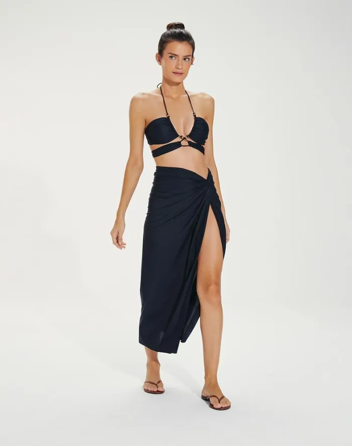 Women ViX Paula Hermanny Cover Ups Karen Midi Skirt 8211 Black