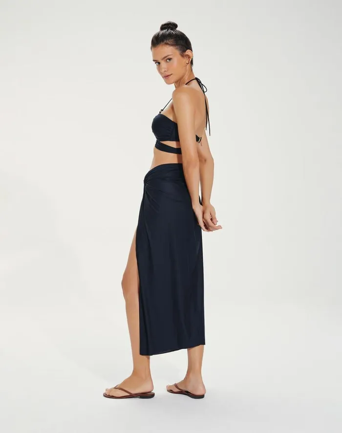 Women ViX Paula Hermanny Cover Ups Karen Midi Skirt 8211 Black