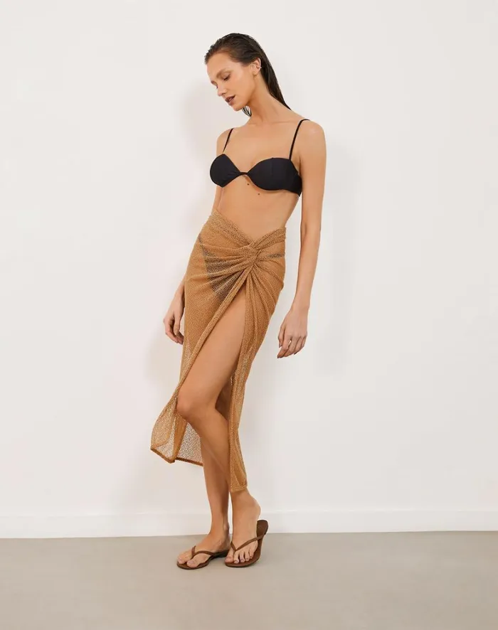 Women ViX Paula Hermanny Cover Ups Karen Midi Skirt 8211 Dark Desert