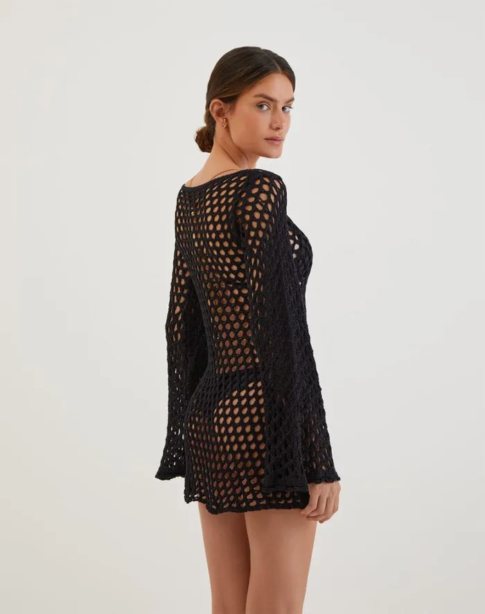 Women ViX Paula Hermanny Cover Ups Knit Belle Short Cover Up 8211 Black