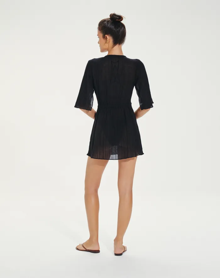 Women ViX Paula Hermanny Cover Ups Malia Short Caftan 8211 Black