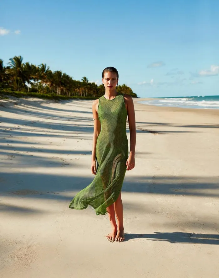 Women ViX Paula Hermanny Cover Ups Mesh Twist Long Cover Up 8211 Acid Green