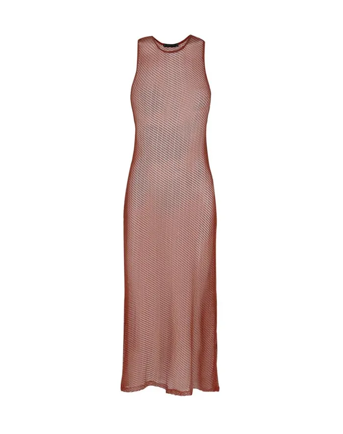 Women ViX Paula Hermanny Cover Ups Mesh Twist Long Cover Up 8211 Brick