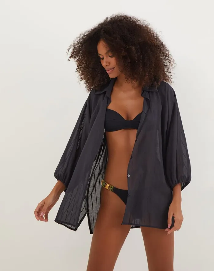 Women ViX Paula Hermanny Cover Ups Moana Short Cover Up 8211 Black