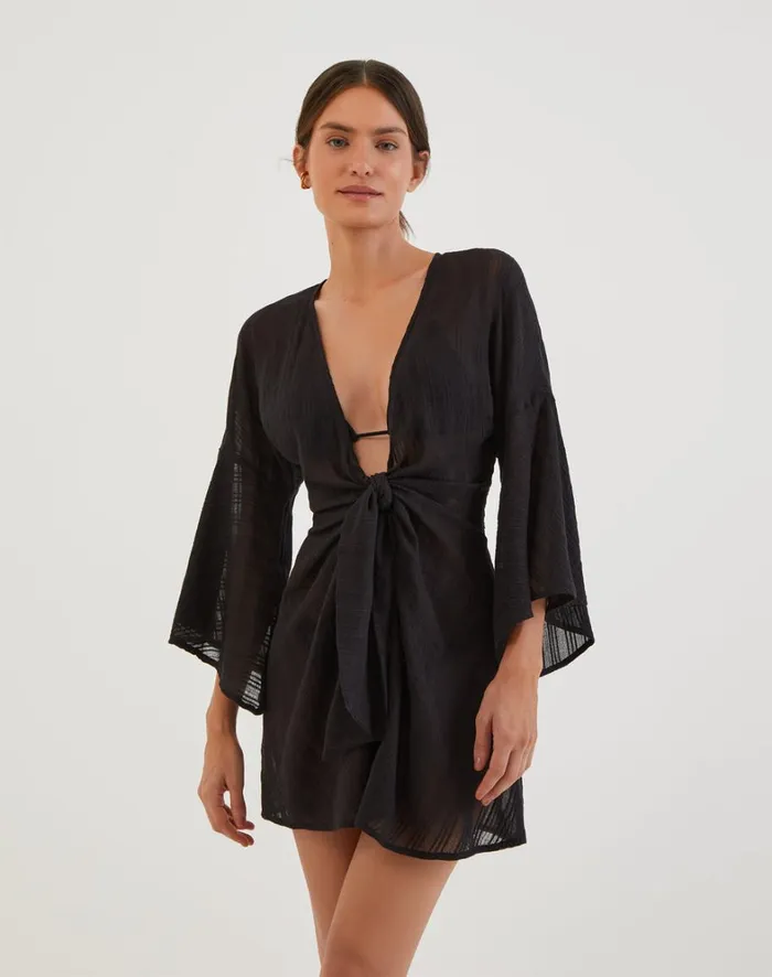 Women ViX Paula Hermanny Cover Ups Perola Short Caftan 8211 Black