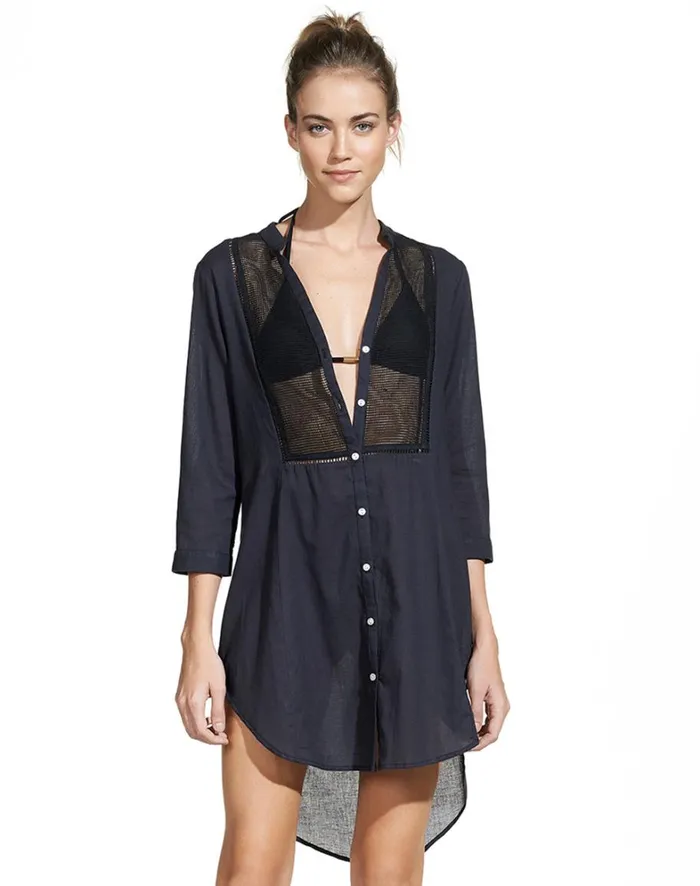 Women ViX Paula Hermanny Cover Ups Soft Chemise 8211 Black