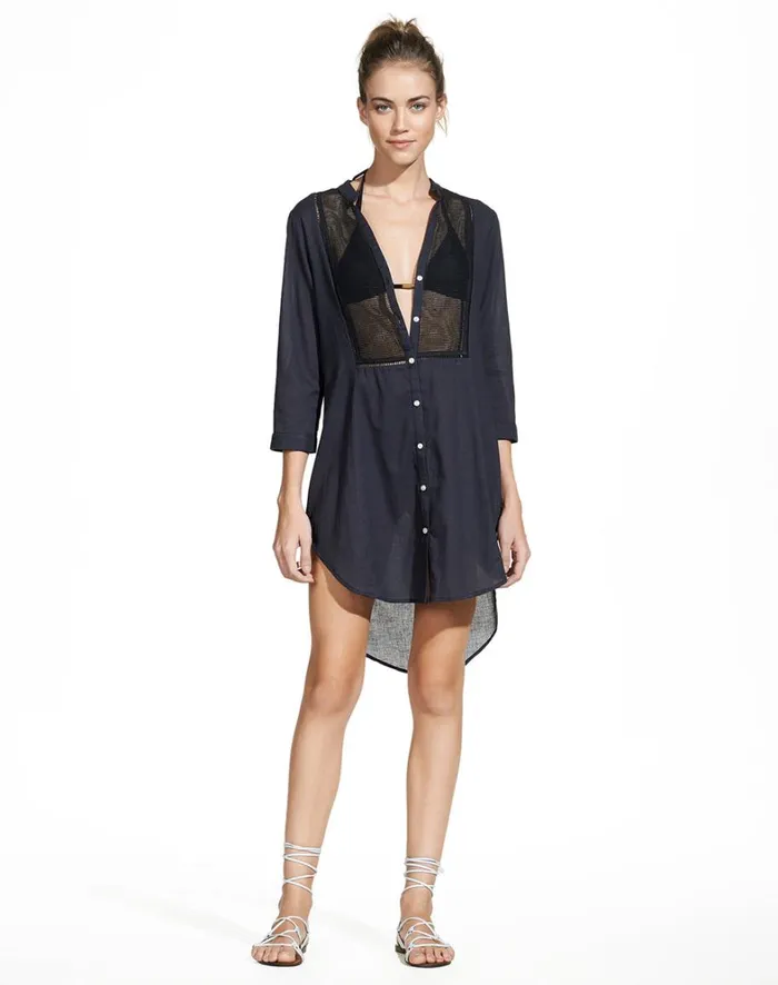 Women ViX Paula Hermanny Cover Ups Soft Chemise 8211 Black