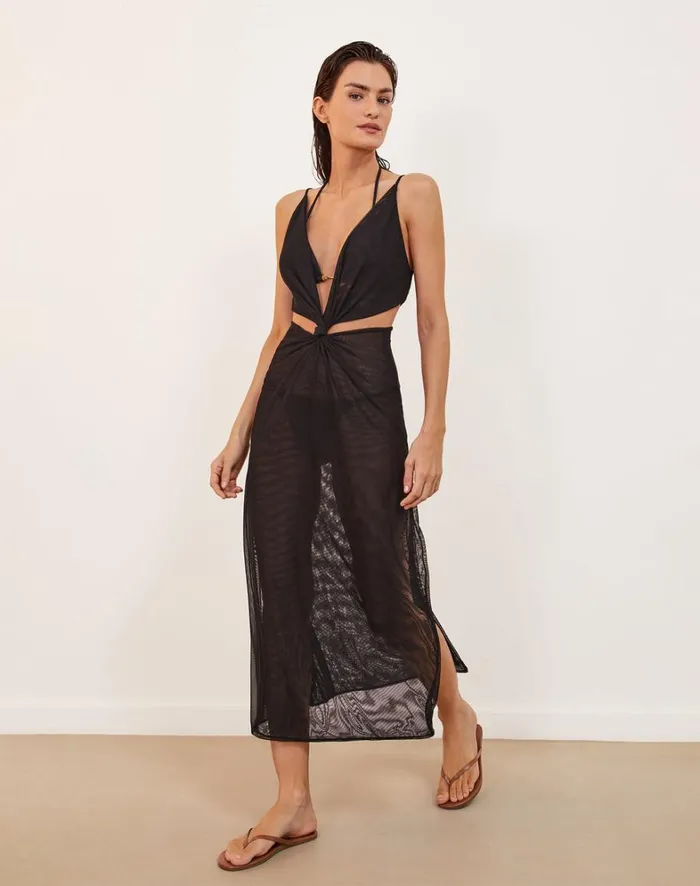 Women ViX Paula Hermanny Cover Ups Thuly Long Cover Up 8211 Black