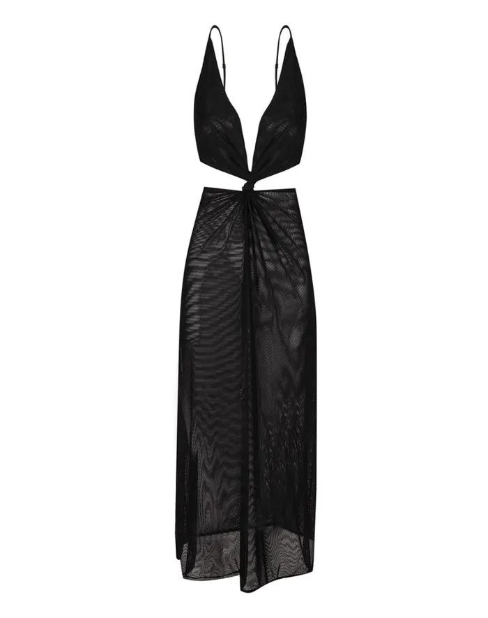 Women ViX Paula Hermanny Cover Ups Thuly Long Cover Up 8211 Black