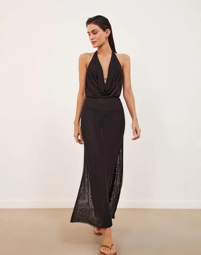 Women ViX Paula Hermanny Cover Ups Tilly Long Cover Up 8211 Black