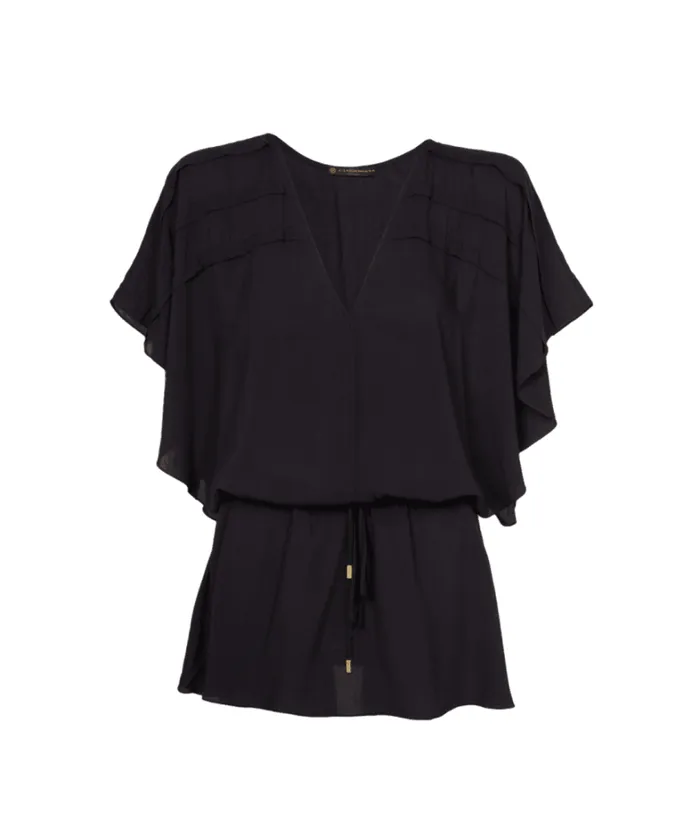 Women ViX Paula Hermanny Cover Ups Vintage Pleats Tunic 8211 Black