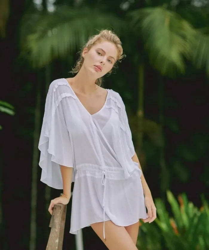 Women ViX Paula Hermanny Cover Ups Vintage Pleats Tunic 8211 White