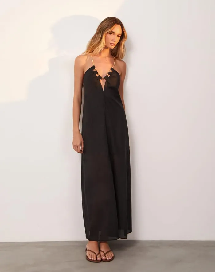 Women ViX Paula Hermanny Cover Ups Zima Long Cover Up 8211 Black