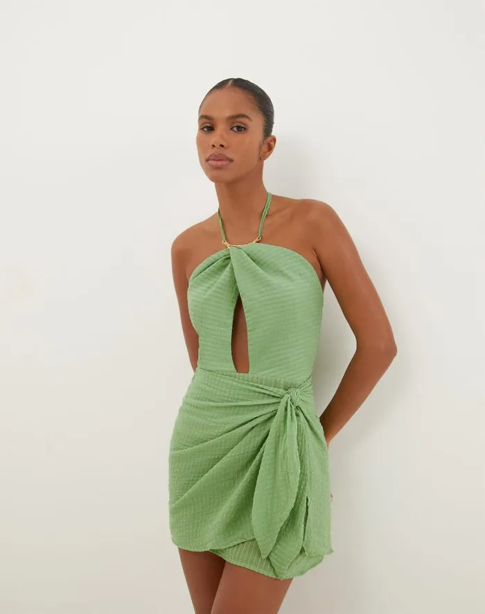 Women ViX Paula Hermanny Dresses Camille Detail Short Dress 8211 Aloe