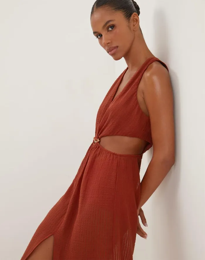 Women ViX Paula Hermanny Dresses Dasha Detail Long Dress 8211 Redwood