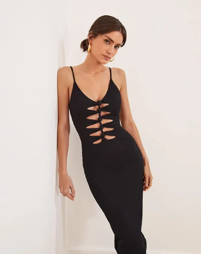 Women ViX Paula Hermanny Dresses Firenze Seraphine Midi Dress 8211 Black