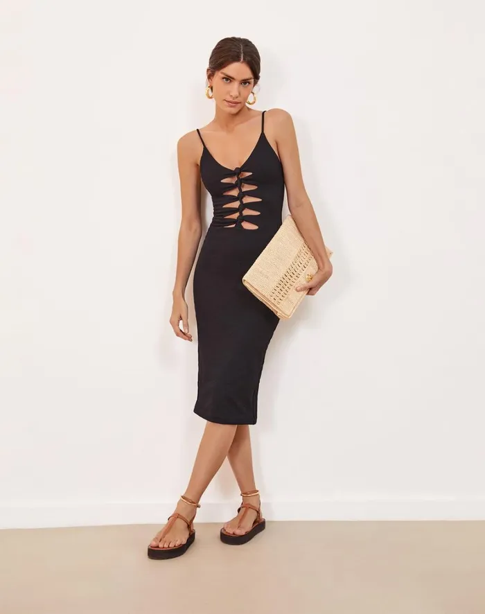 Women ViX Paula Hermanny Dresses Firenze Seraphine Midi Dress 8211 Black