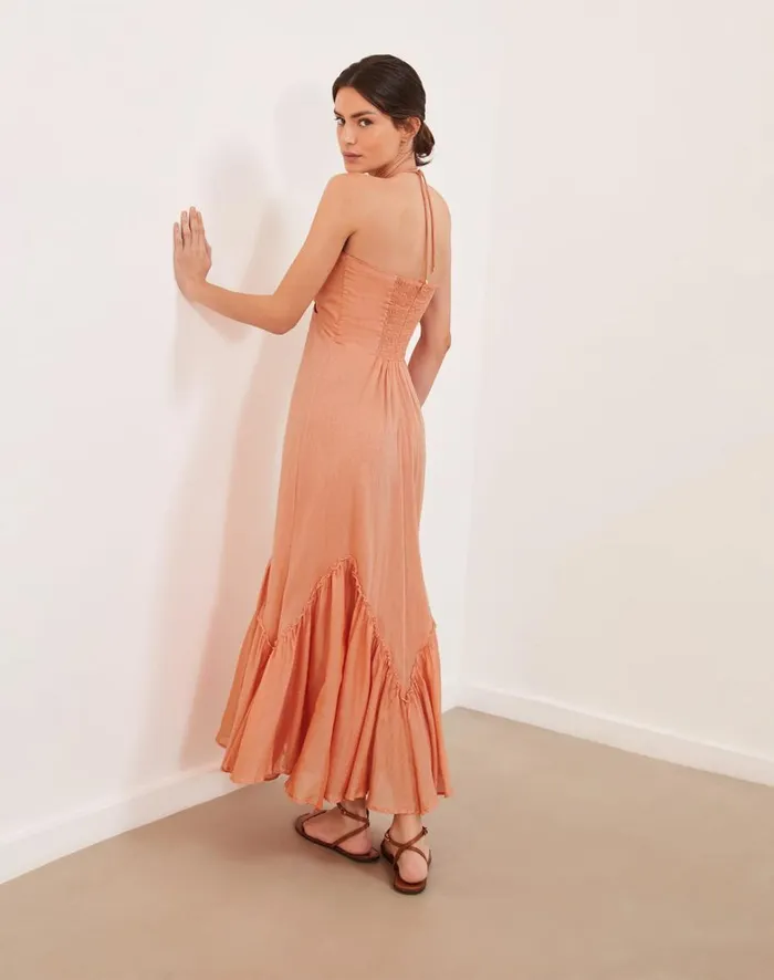 Women ViX Paula Hermanny Dresses Harper Detail Long Dress 8211 Grapefruit