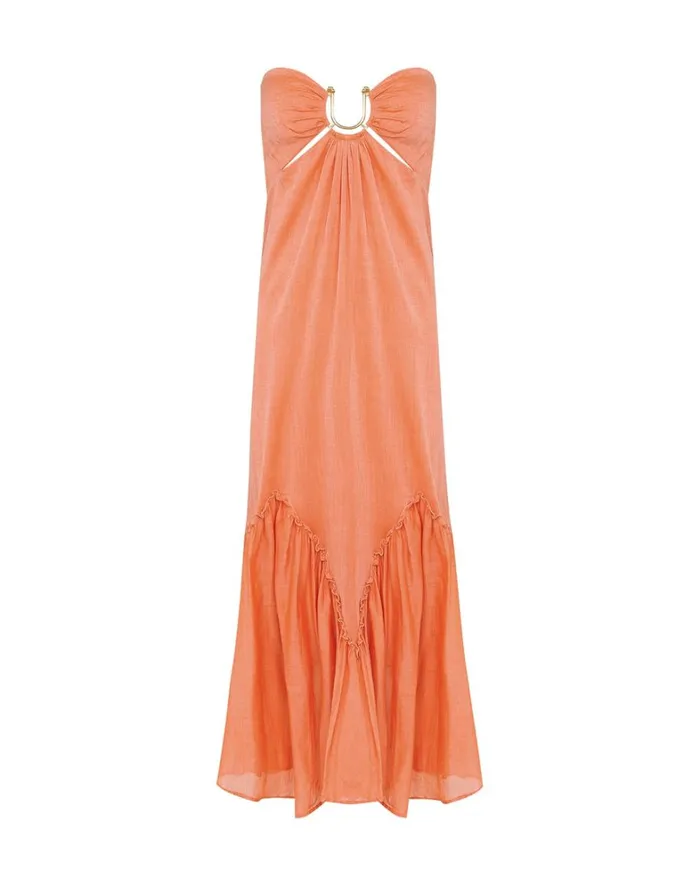 Women ViX Paula Hermanny Dresses Harper Detail Long Dress 8211 Grapefruit