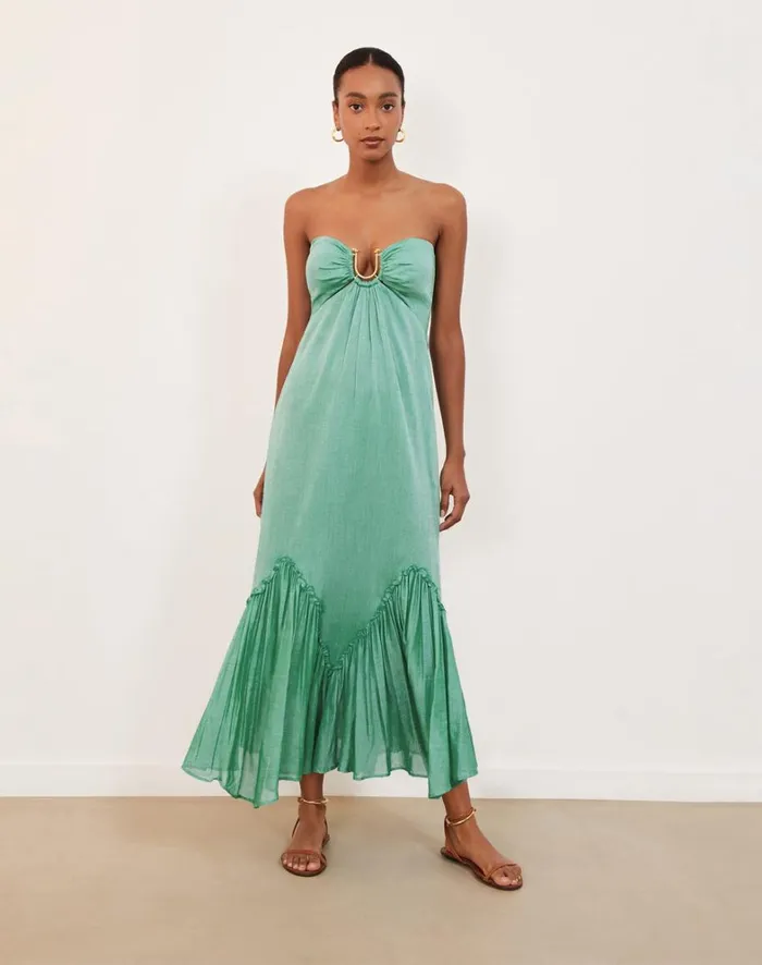 Women ViX Paula Hermanny Dresses Harper Detail Long Dress 8211 Seagreen