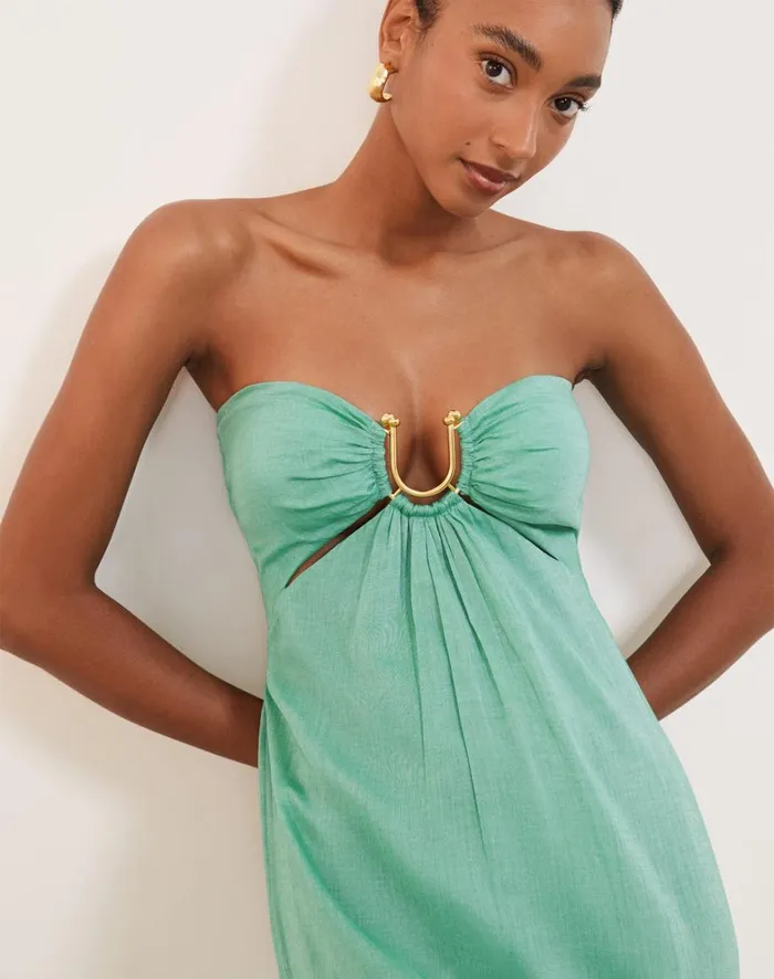 Women ViX Paula Hermanny Dresses Harper Detail Long Dress 8211 Seagreen
