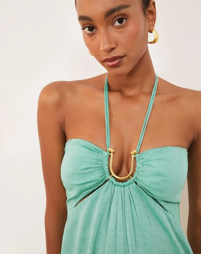 Women ViX Paula Hermanny Dresses Harper Detail Long Dress 8211 Seagreen