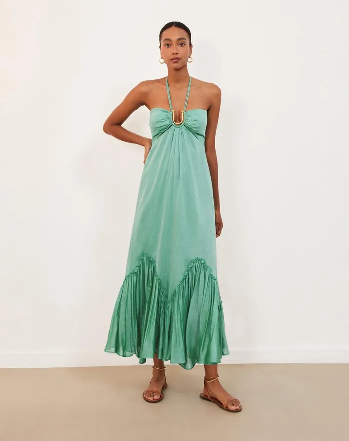 Women ViX Paula Hermanny Dresses Harper Detail Long Dress 8211 Seagreen