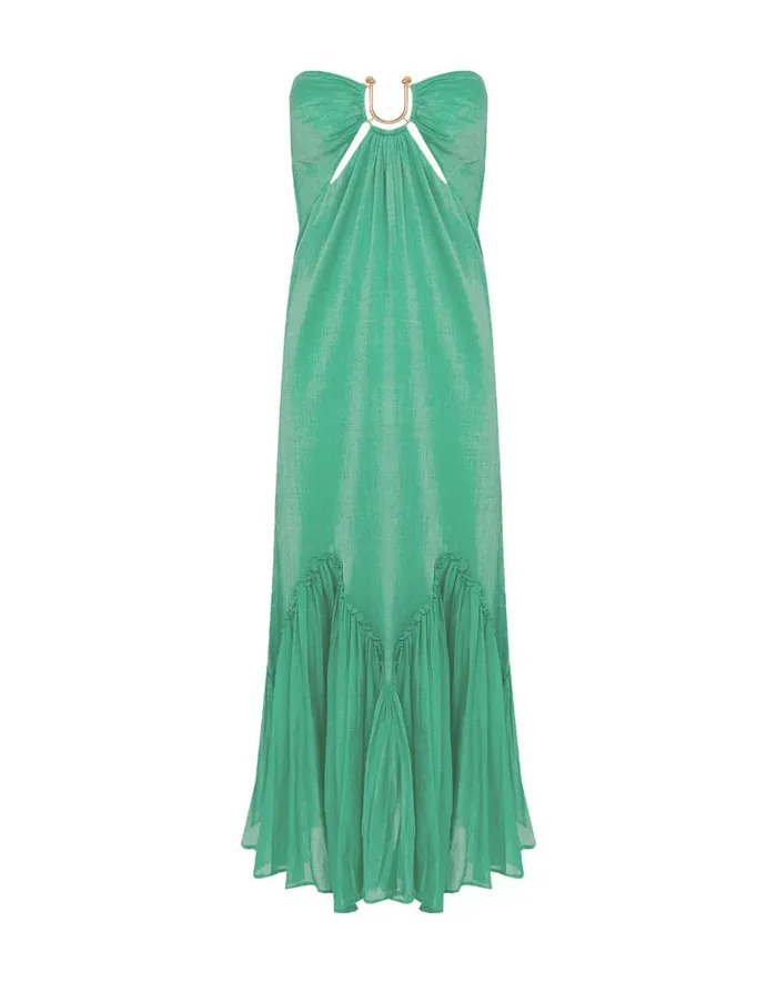 Women ViX Paula Hermanny Dresses Harper Detail Long Dress 8211 Seagreen