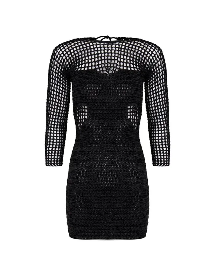 Women ViX Paula Hermanny Dresses Knit Peggy Short Dress 8211 Black