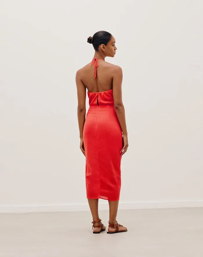 Women ViX Paula Hermanny Dresses Luna Detail Midi Dress 8211 Tomato