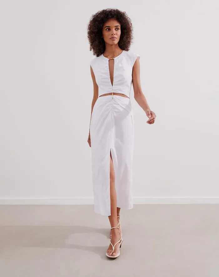 Women ViX Paula Hermanny Dresses Saori Detail Midi Dress 8211 Off White
