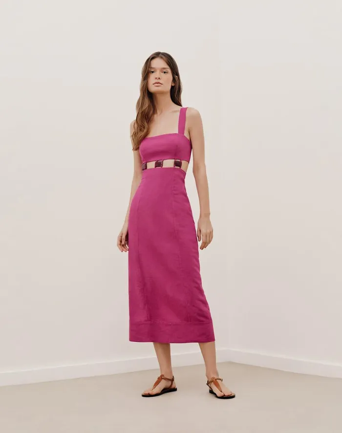 Women ViX Paula Hermanny Dresses Tuane Midi Dress 8211 Bubblegum