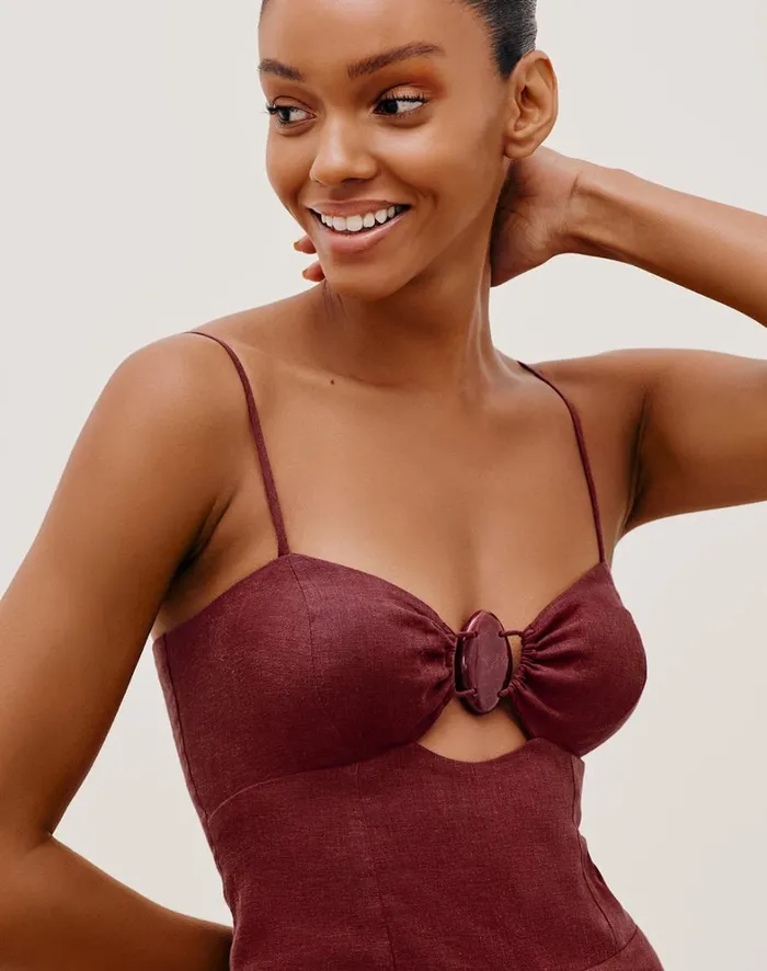 Women ViX Paula Hermanny Jumpsuits and Rompers Tuane Jumpsuit 8211 Cranberry