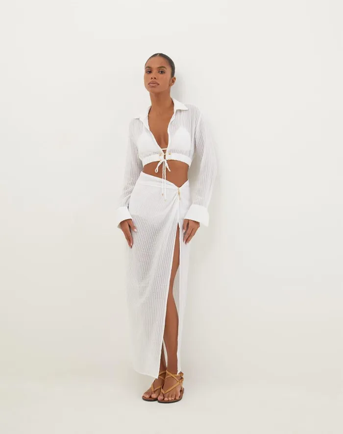Women ViX Paula Hermanny Matching Sets Alexia Detail Blouse 8211 Off White