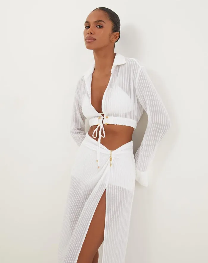 Women ViX Paula Hermanny Matching Sets Alexia Detail Blouse 8211 Off White