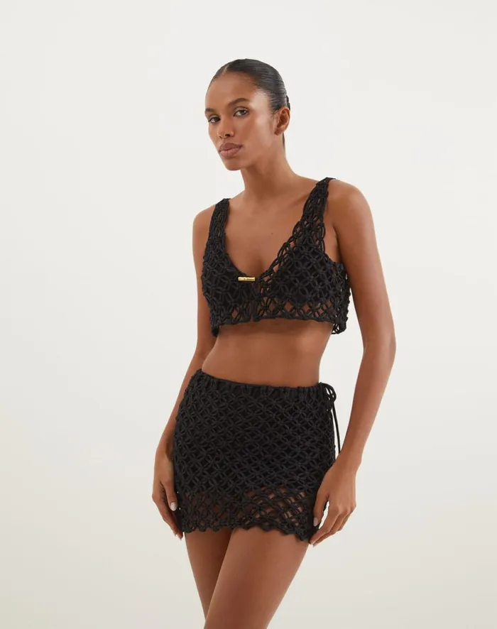 Women ViX Paula Hermanny Matching Sets Gio Macrame Blouse 8211 Black