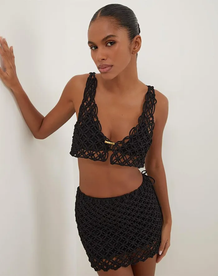 Women ViX Paula Hermanny Matching Sets Gio Macrame Blouse 8211 Black