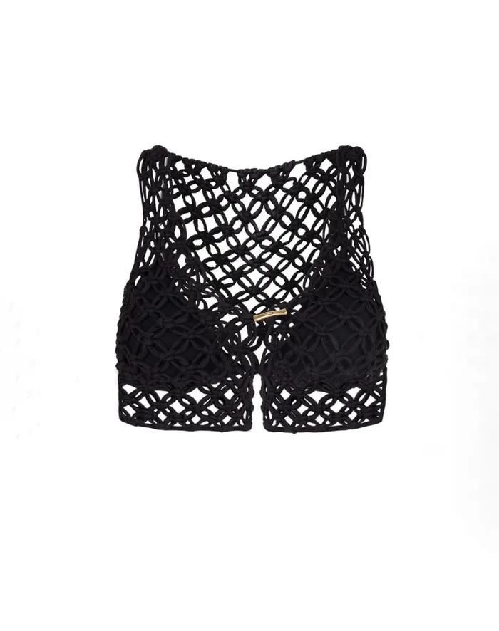 Women ViX Paula Hermanny Matching Sets Gio Macrame Blouse 8211 Black