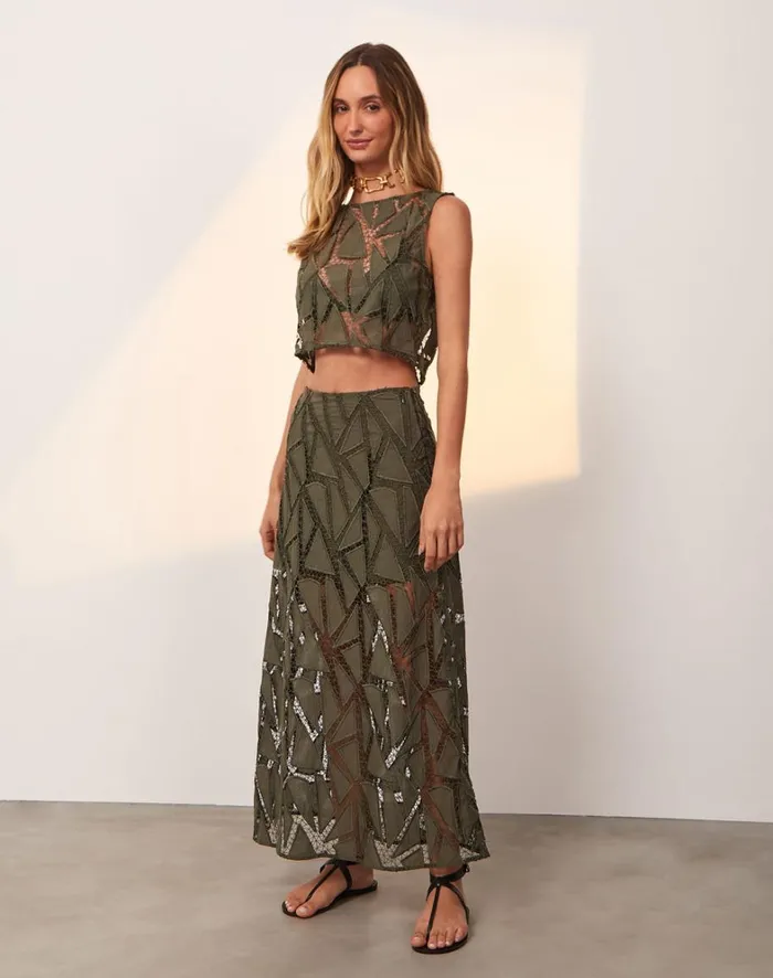 Women ViX Paula Hermanny Matching Sets Juli Long Skirt 8211 Evergreen