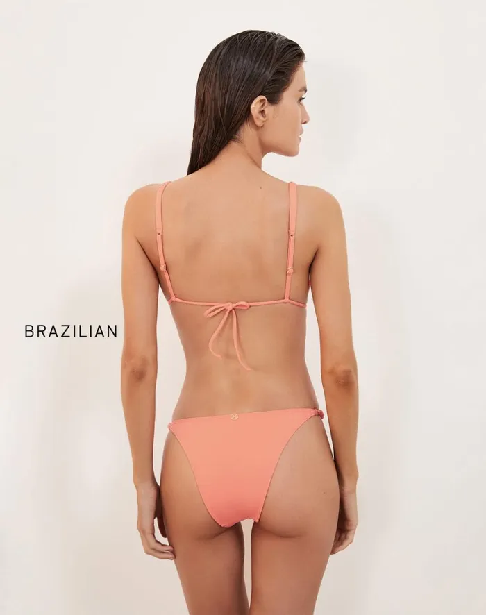Women ViX Paula Hermanny Tops Beads Tri Parallel Top 8211 Peach