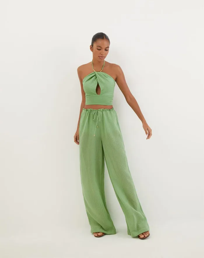 Women ViX Paula Hermanny Tops Coco Detail Top 8211 Aloe
