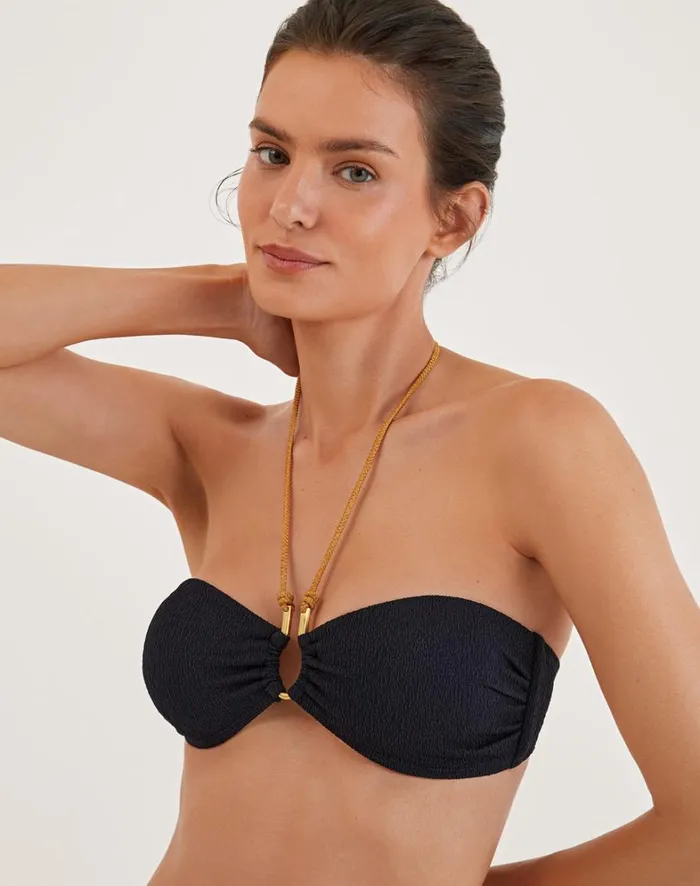 Women ViX Paula Hermanny Tops Firenze Diane Bandeau Top 8211 Black