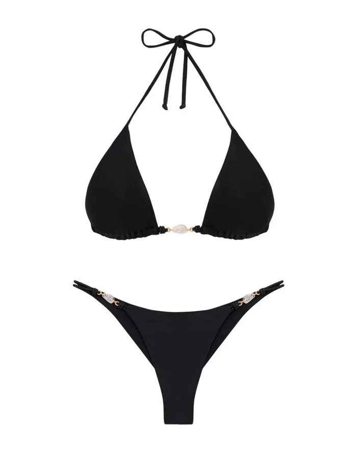 Women ViX Paula Hermanny Tops Ivy Tri Top 8211 Black