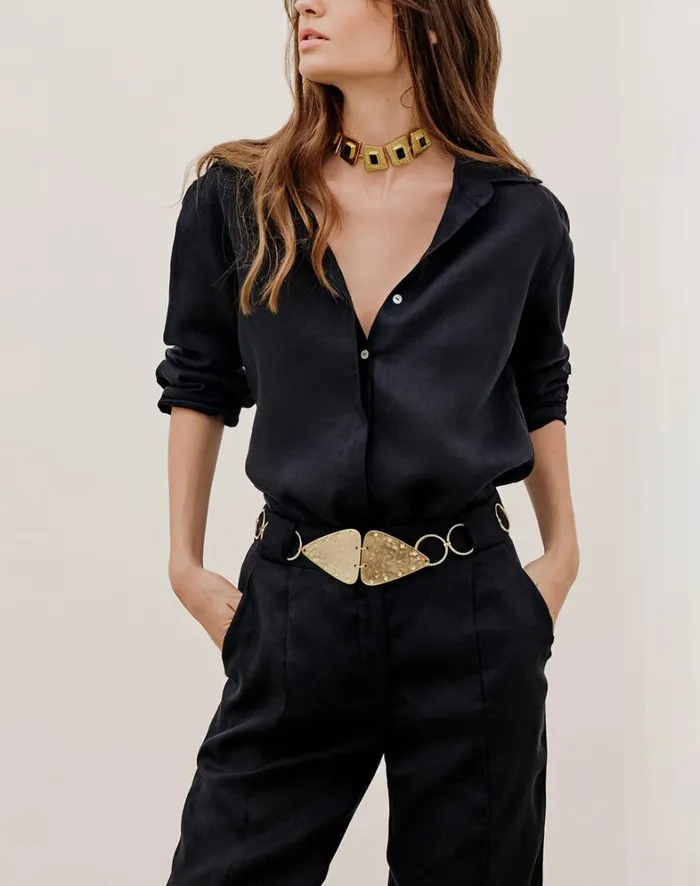 Women ViX Paula Hermanny Tops Jaque Long Sleeve Blouse 8211 Black